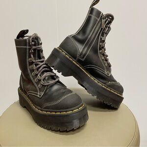 DR MARTENS MORENO BEX SMOOTH LEATHER PLATFORM BOOTS SZ 4